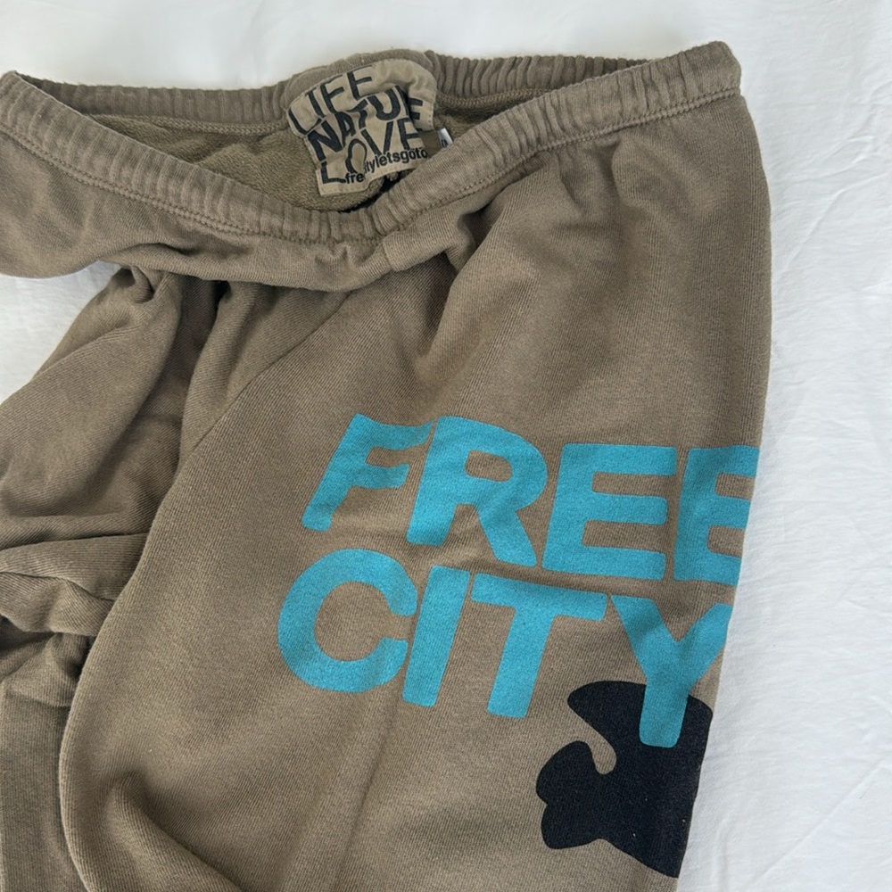 Free city sweatpants


Olive green/brownish with turquoise writing
